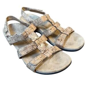 Vionic Sandal Amber Cork Comfort Arch Heel Strap Metallic Accent Women's Size 6